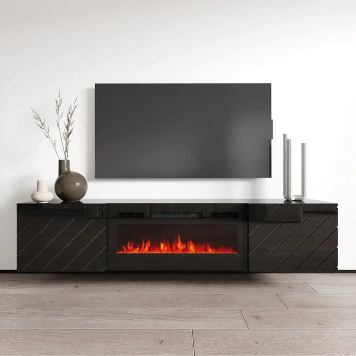 RTV LUXE шкаф 182.6x34.5x37.5 черен/черен гланц + черна