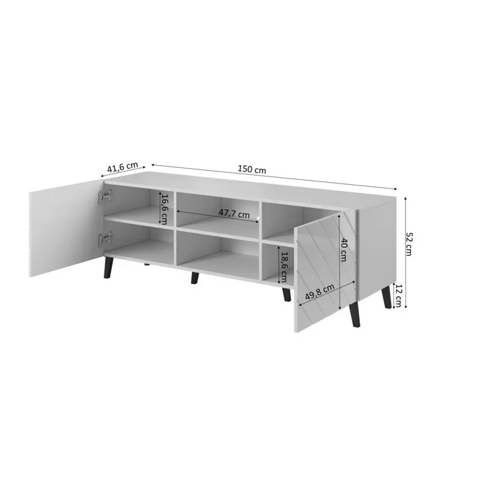 RTV шкаф ABETO 150x42x52 бял/бял гланц