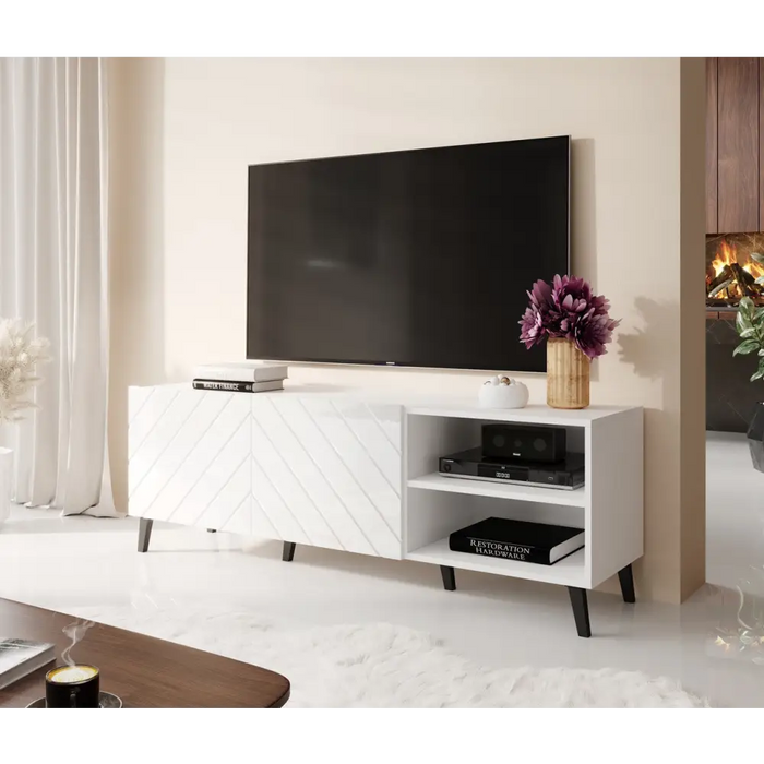 RTV шкаф ABETO 150x42x52 бял/бял гланц