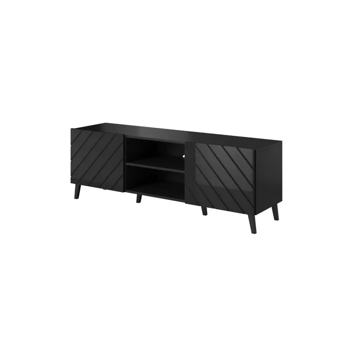 RTV шкаф ABETO 150x42x52 черен гланц