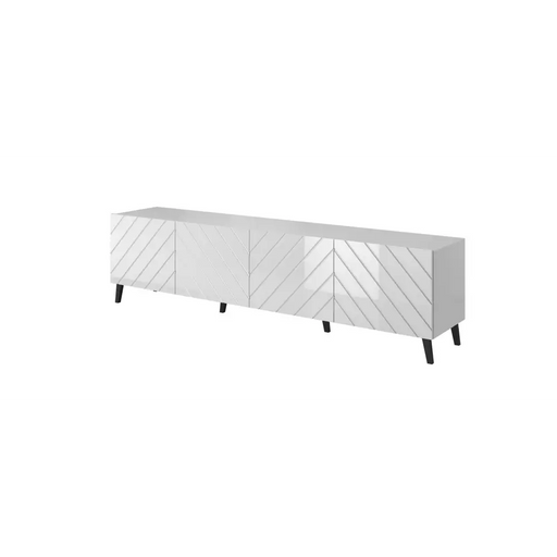 RTV шкаф ABETO 200x42x52 бял/бял гланц