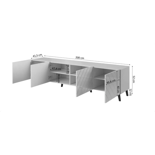 RTV шкаф ABETO 200x42x52 черен гланц