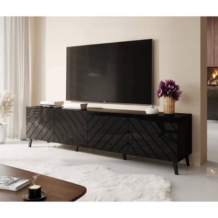 RTV шкаф ABETO 200x42x52 черен гланц