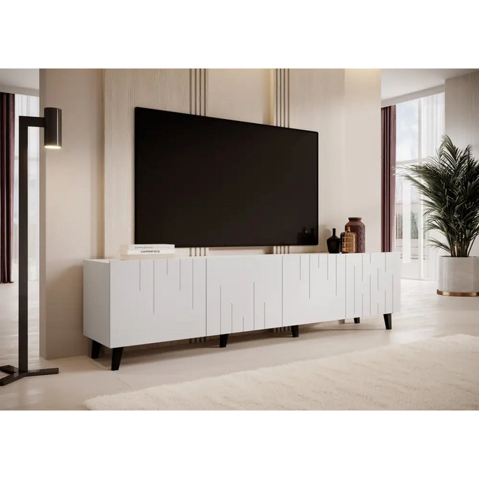 RTV шкаф BARI 200x42x52 бял мат