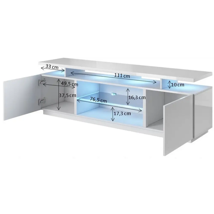 RTV шкаф EVA 180x40x56 бял/бял гланц