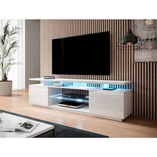 RTV шкаф EVA 180x40x56 бял/бял гланц