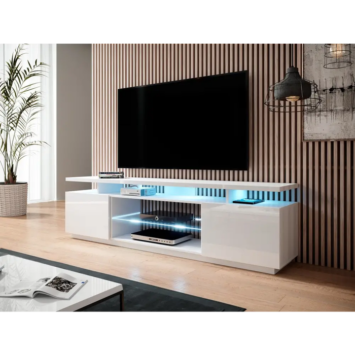RTV шкаф EVA 180x40x56 бял/бял гланц