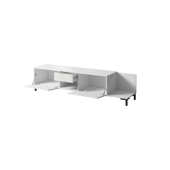 RTV Шкаф MARMO 2D1S1K 195x40x47.5 см бял мат/мраморно бял
