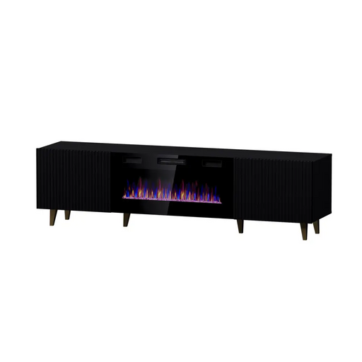RTV шкаф PAFOS EF с електрическа камина 180x42x49 черен мат