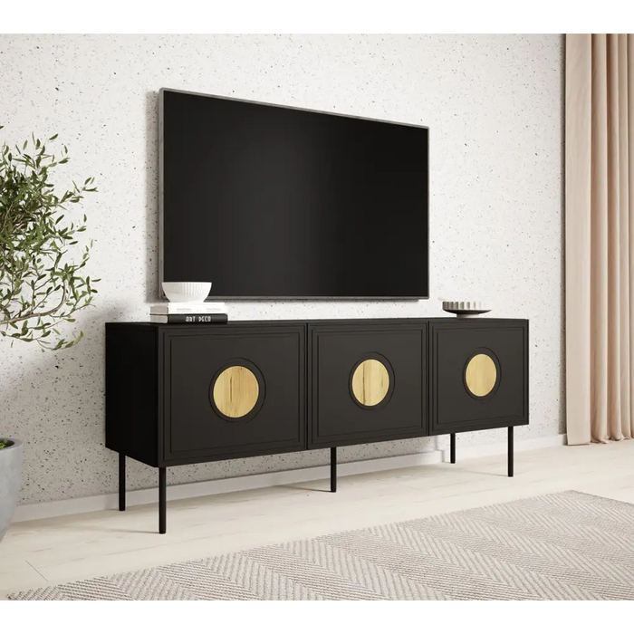 RTV шкаф PALAZZO 150x42x60 черен + дъб крафт