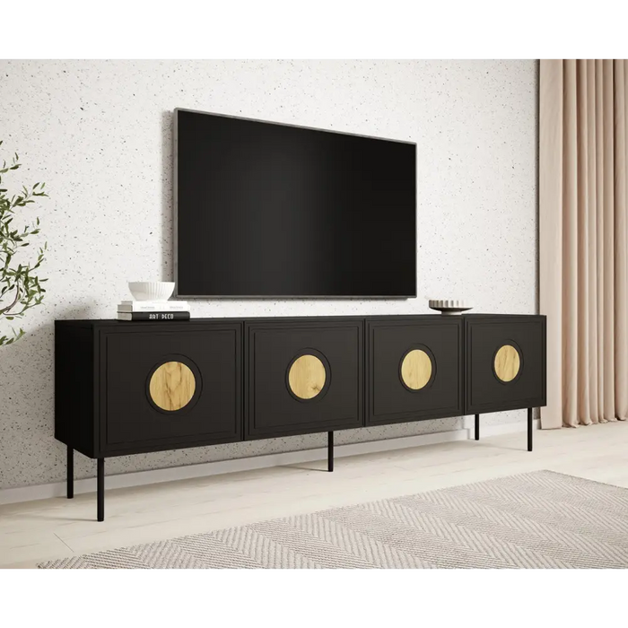 RTV шкаф PALAZZO 200x42x60 черен + дъб крафт