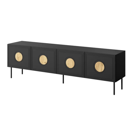 RTV шкаф PALAZZO 200x42x60 черен + дъб крафт