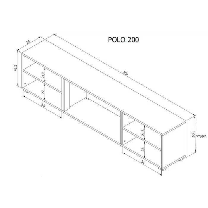 RTV шкаф POLO 180x33x39 бял + камина бяла