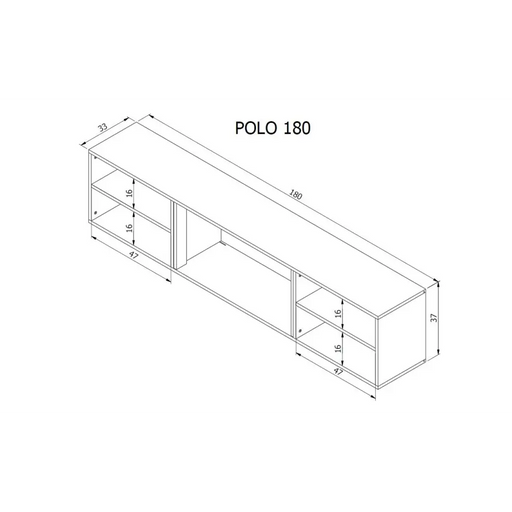 RTV шкаф POLO 180x33x39 черен + камина черна