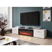 RTV шкаф ROVA с електрическа камина 190x37x48 бял/бял гланц