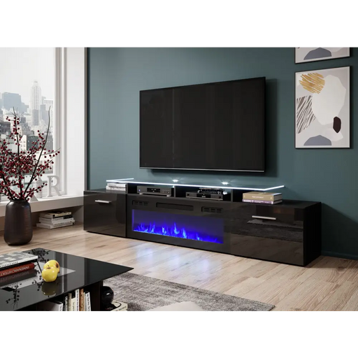 RTV шкаф ROVA с електрическа камина 190x37x48 см