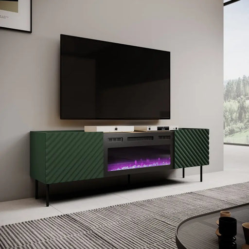 RTV шкаф с електрическа камина ONDA 180,5x40xH58,39 зелен