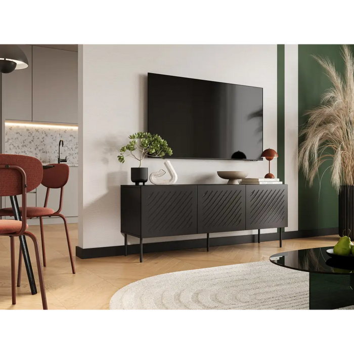 RTV шкаф SIENA 150.5x40x60 черен мат