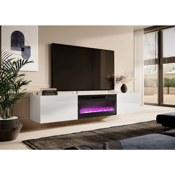 RTV шкаф SLIDE 200K с електрическа камина 200x40x37 см
