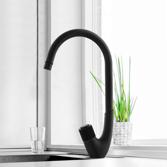 СМЕСИТЕЛ ЗА КУХНЯ С ГРАНИТНО ПОКРИТИЕ RUBINETA SWAN-33 ЧЕРЕН