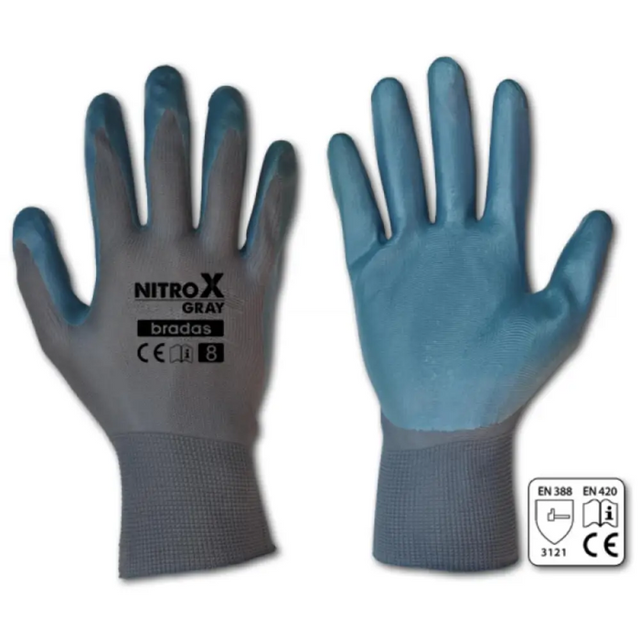 РЪКАВИЦИ BRADAS NITROX GRAY НИТРИЛ 10