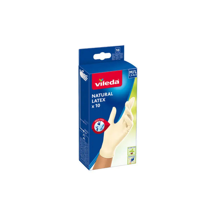 РЪКАВИЦИ NATURAL LATEX M/L 10БР VILEDA