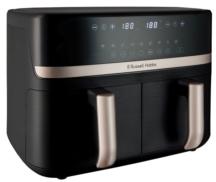 Фритюрник Russell Hobbs с горещ въздух, двоен, 9 л, свободностоящ, 2800 W, черен
