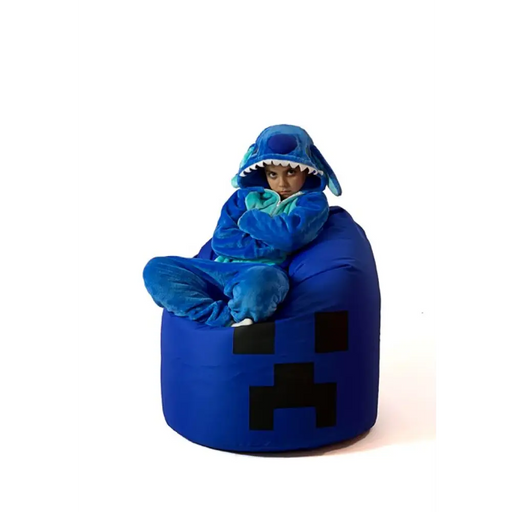 Сако чанта пуф Minecraft син XXL 110 х 90 см