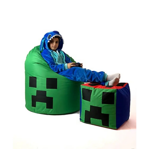 Сако чанта пуф Minecraft зелен XXL 110 х 90 см
