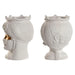 Саксия Home ESPRIT Бял Златен Порцелан 15 x 15 x 26.5 cm (2