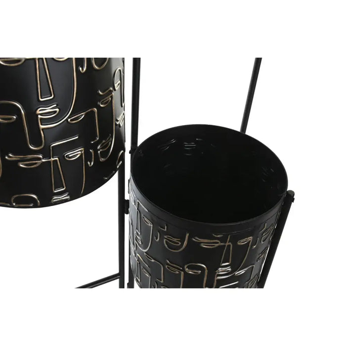 Саксия DKD Home Decor Черен Златен Метал Лице 22 x 22 x 93
