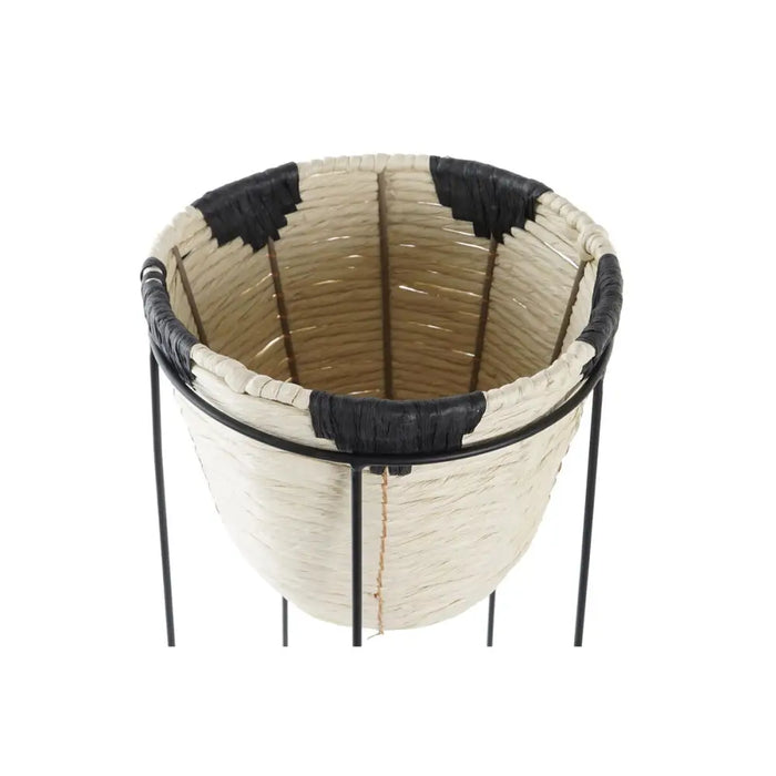 Саксия DKD Home Decor Естествен Черен Метал Колониален