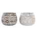 Саксия DKD Home Decor Кафяв Бял (2 броя) (22 x 22 x 16 cm)