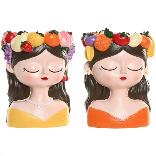 Саксия Home ESPRIT Многоцветен Смола chica Град (2 броя)