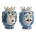 Саксия Home ESPRIT Син Бял Порцелан 15 x 15 x 26 cm