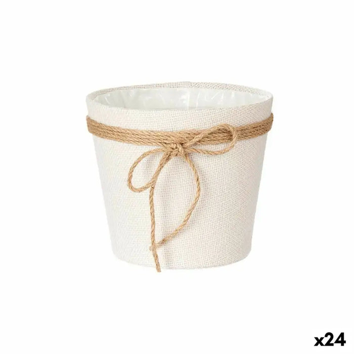 Саксия Ibergarden Бял Кафяв Плат Въже Пластмаса 18 x 16 cm