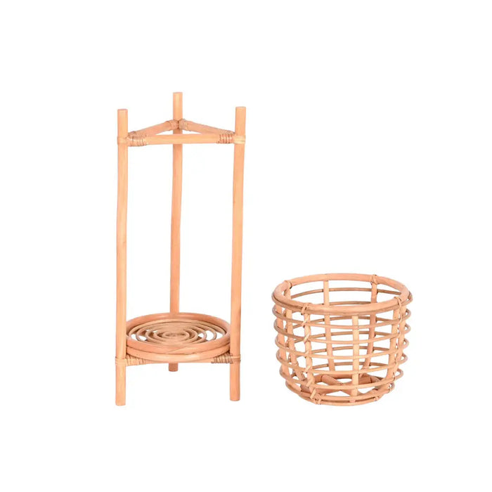 Саксия DKD Home Decor 25 x 25 x 70 cm Естествен Pатан Bali