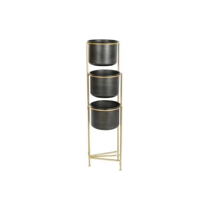 Саксия DKD Home Decor 30 x 21 x 80 cm Черен Златен Метал