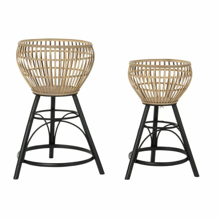 Саксия DKD Home Decor Естествен Метал Бамбук Bali 41 x 41 x