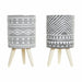 Саксия DKD Home Decor Сив Цимент Бял Бор Boho (14,3 x 14,3