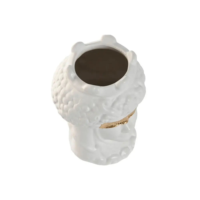 Саксия Home ESPRIT Бял Златен Порцелан 10 x 10 x 14 cm (2