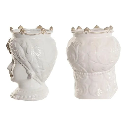 Саксия Home ESPRIT Бял Бежов Порцелан 15 x 15 x 26.5 cm (2