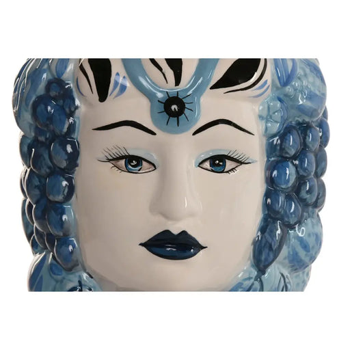 Саксия Home ESPRIT Син Бял Порцелан 15 x 15 x 26 cm