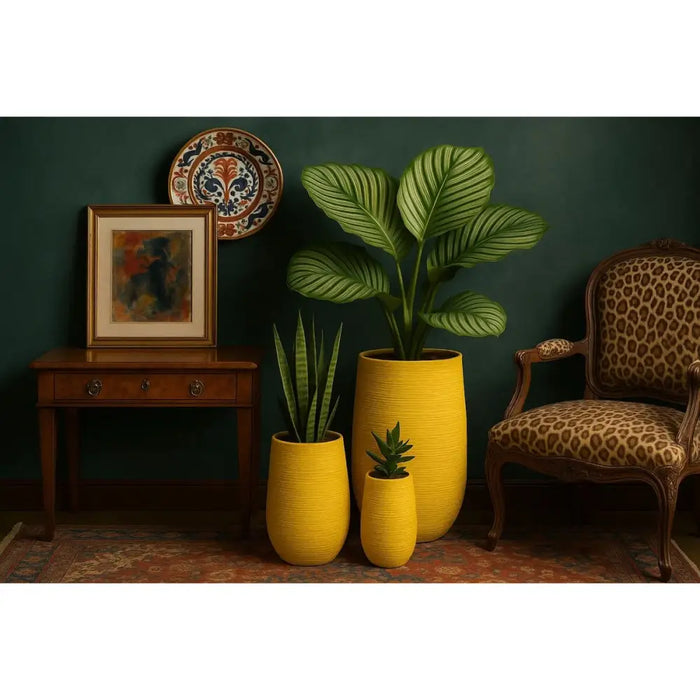 Саксия Home ESPRIT Жълт влакно Град 30 x 30 x 60 cm (3