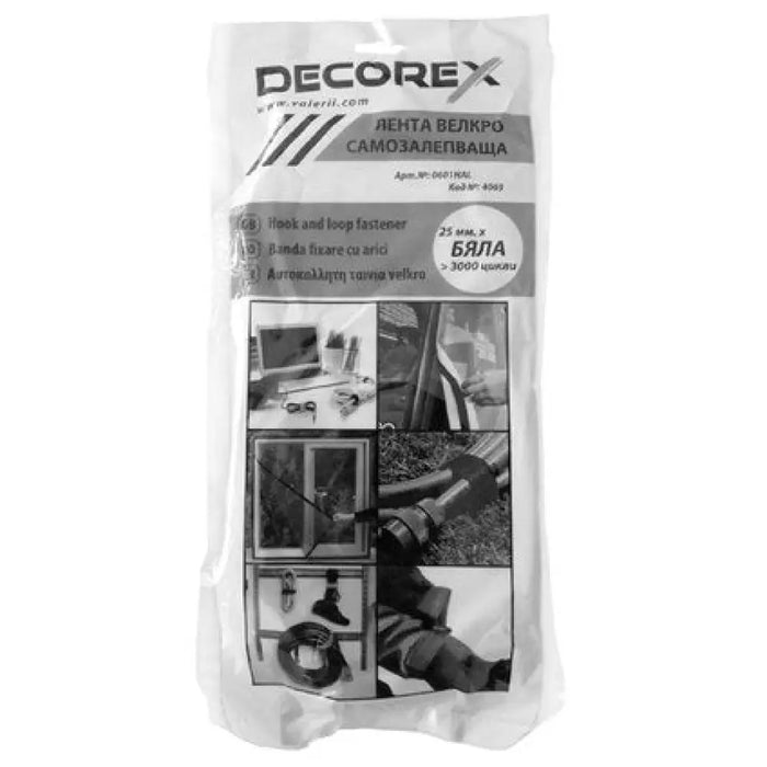 САМОЗАЛЕПВАЩА ЛЕНТА ВЕЛКРО БЯЛА 25 MM/3 M DECOREX
