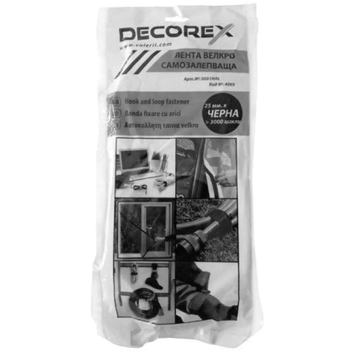 САМОЗАЛЕПВАЩА ЛЕНТА ВЕЛКРО ЧЕРНА 25 MM/3 M DECOREX