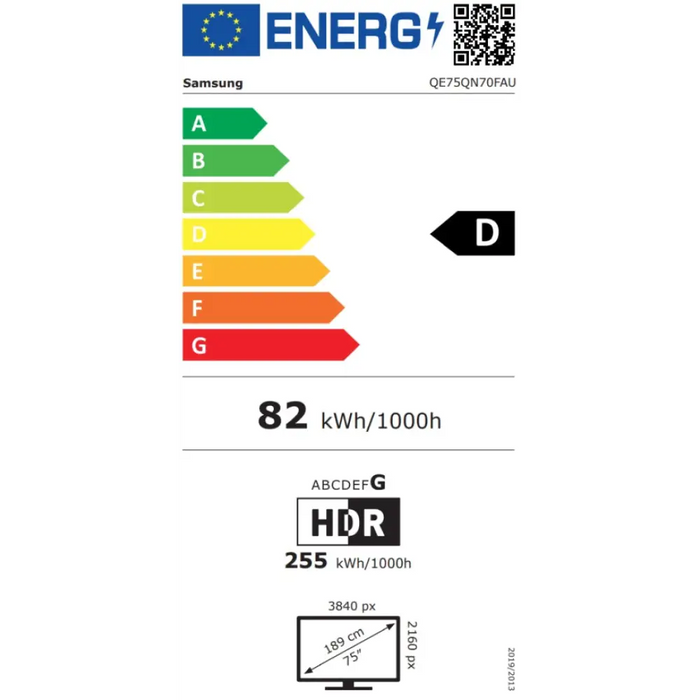 Samsung Neo QLED 75QN70F Ultra HD 4K Mini LED Smart HDR