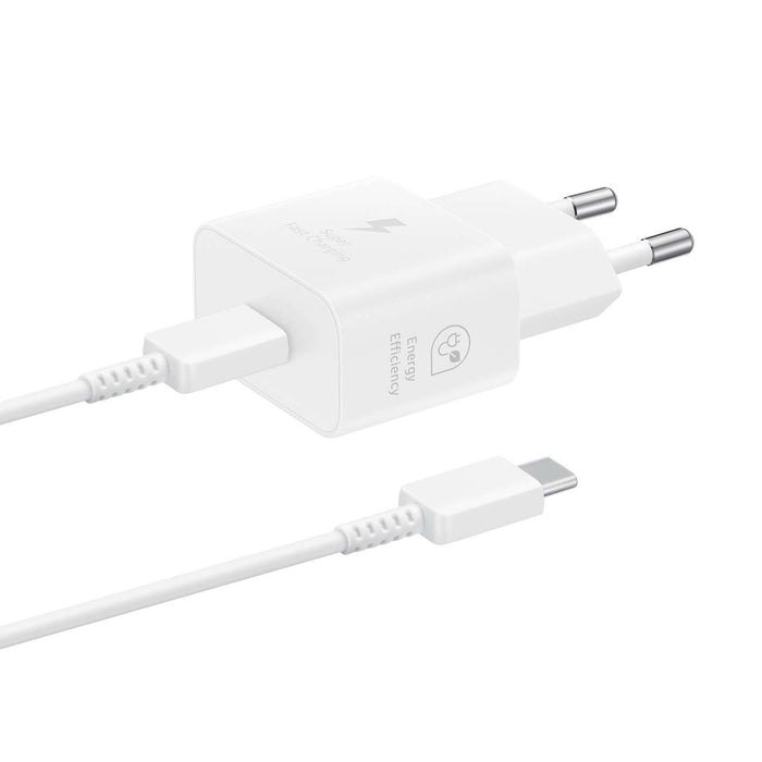 Зарядно за стена Samsung EP-T2510XWEGEU 25W SFC GaN с USB-C кабел - бяло