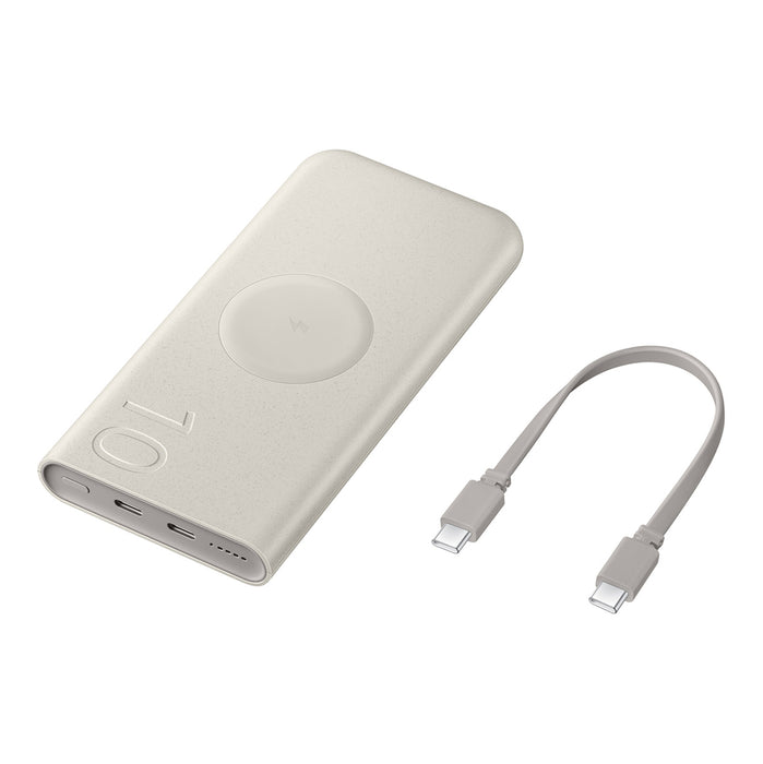 Преносима батерия Powerbank Samsung EB-U2510XUEGEU индуктивен 10000 mAh 2x USB-C 25W SFC - бежов