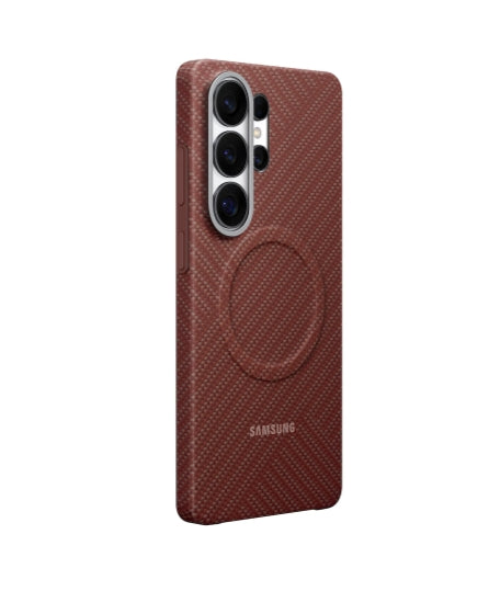 Калъф с магнит за Samsung S26 Ultra Carbon, коралово червен